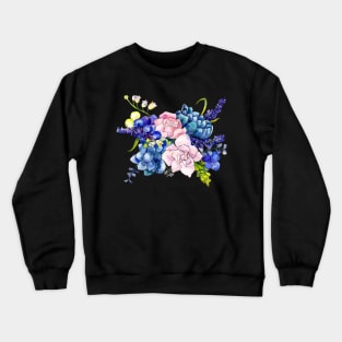 Pretty Floral Flower Pattern Blue Purple Pink Cute Social Distancing Face Mask Crewneck Sweatshirt